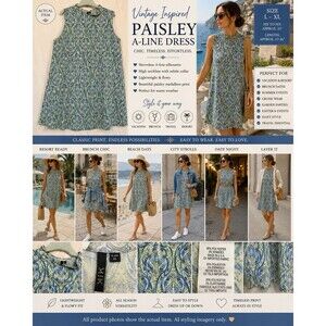 EUC MIK USA Mediterranean Tile Print A-Line Dress XL Coastal Resort Cruise